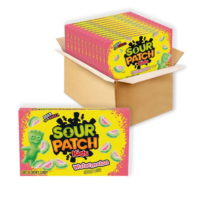 SOUR PATCH KIDS Watermelon Soft & Chewy Candy, Bulk Candy, 12 - 3.5 oz Boxes - Image 1
